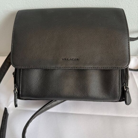 Villager Womens Black Purse Shoulder Bag Black Leather - Picture 3 of 13